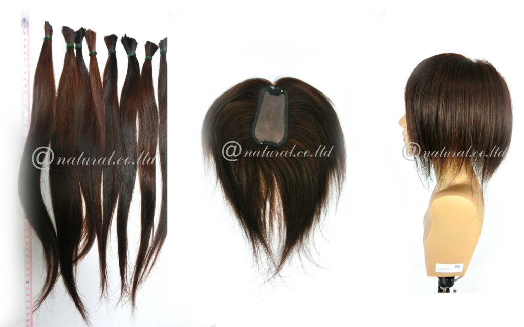 自毛で作るヘアピースの例